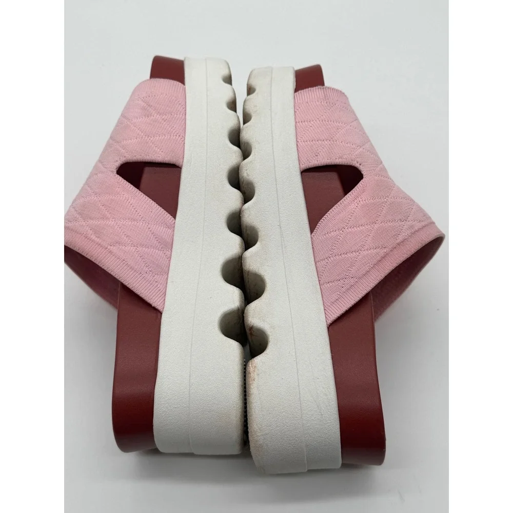 Nurture ROAM Pink Quilted Knit Platform‎ Slide Sandals Womens 8.5